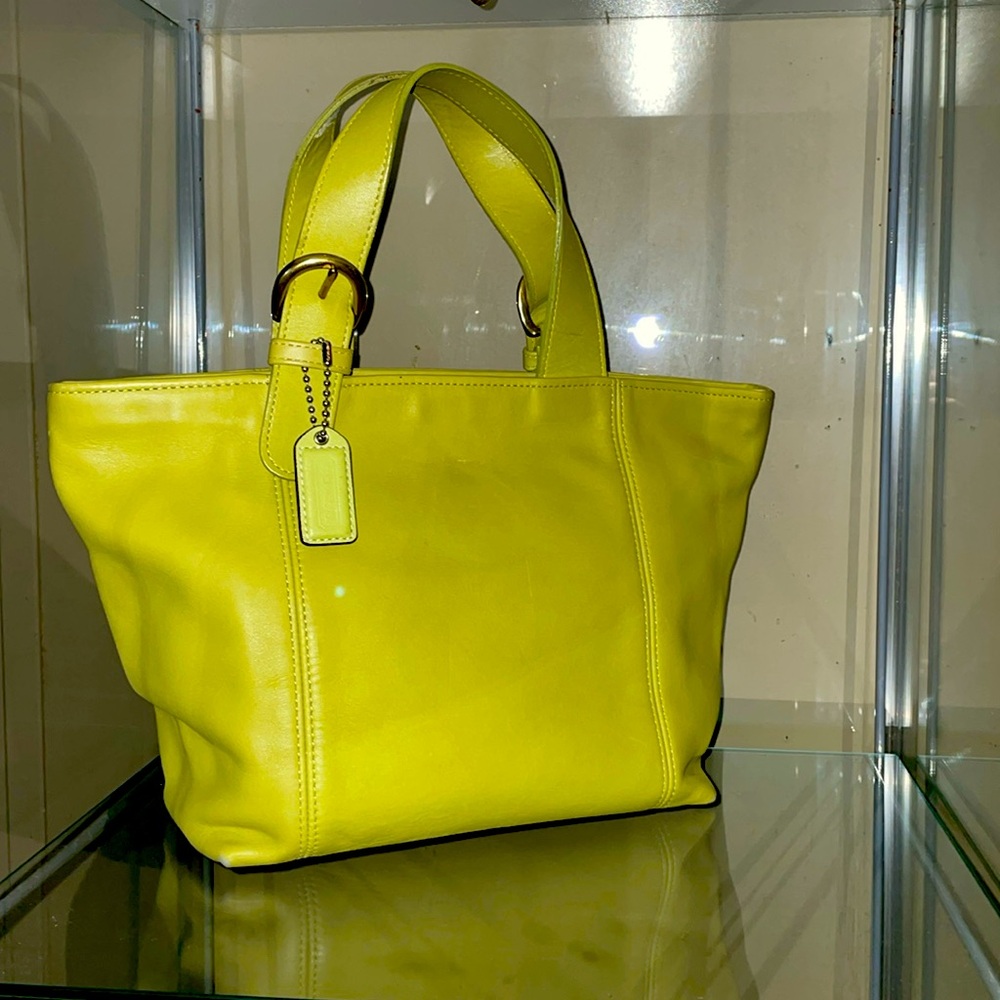 Vintage Coach Waverly Tote Bag in Lime green .
